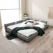 젠티스 스퀘어 저상형 슈퍼싱글 퀸 패밀리침대 매트리스포함, C-1.스퀘어 헤드업 그레이, 2-1.퀸(프레임+V1 매트리스)