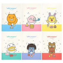 [문구조아] 카카오프렌즈 해피모먼트 신학기 무선제본 노트 무지, 8개
