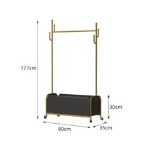 스테인리스 행거 빈티지 이동식 행거 수납 옷걸이, (80) 블랙 레더포켓 + 나노골드로드