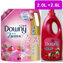 다우니 핑크 베리베리 대용량 2.0리터 + 리필 2.6리터 탈취파워 초고농축 프리미엄, 1세트, 4600ml