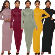 50대 겨울 롱 원피스 77사이즈 knitted big size dress winter 5 플러스 사이즈 솔리드 컬러 긴 소매 터틀넥 가