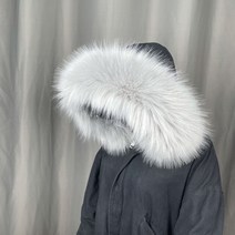 털트리밍 라쿤모자털 리폼 수제 목도리 인조 재봉 장식, 65cm, 라이트 그레이