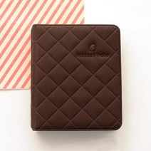 콜북 1단 2단 귀여운 포카 제작 포토 북 3 인치 사진 앨범 마카롱 컬러 폴라로이드 다이아몬드 질감 36 매 미니 어린이, Brown