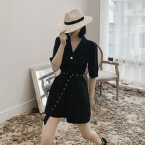 여성 데일리 점프수트 슈트 팬츠 스트라이프 벨트