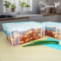 플라팜 탱크 밀폐 대용량 아삭김치통 김치발효 사각 발효용기, 투명 26리터, 1개