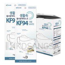 케어플 황사방역마스크 KF94 화이트 대형, 50개입, 1개