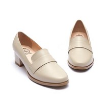 엘칸토 천연 소가죽 쿠션업 여성 발편한 베이직 로퍼 정장 구두 아이보리 NC이천점 LCWD41U126