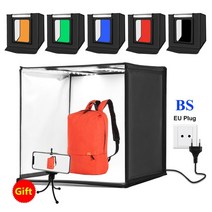 미니 스튜디오 포토 박스 PULUZ-60x60 사진 스튜디오 라이트 박스 촬영 텐트 6 색 배경 탁상 LED 조명, 04 EU Plug BS
