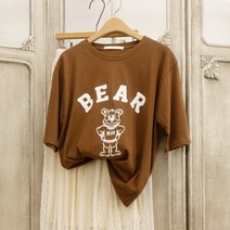 치어베어 프린팅 여름 반팔 티셔츠 루즈핏
