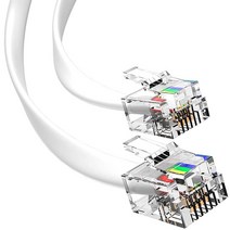 G-PLUG RJ11 - RJ11 장치용 9.1m(30피트) RJ11 케이블 폰 코드 - 부드럽고 명확한 연결 및 최적의 품질 - 4개의 금 도금 접촉 핀이 있는 내구성 있는 폰, White_50ft
