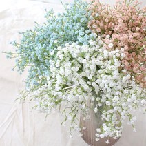 자동차트렁크 프로포즈 장식 안개꽃 조화 이사집 모델하우스 신혼집 파티장식 침실 인조식물, 화이트