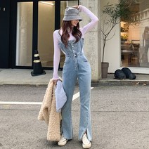 떳다그녀 닐스 아일렛 멜빵 부츠컷 데님 팬츠