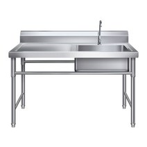 싱크대개수대 세정대 1조 2조 플랫폼 업소용, 강화된 100x50x80 단일 풀 왼쪽 플랫폼