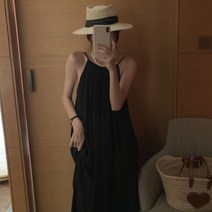 프렌치 오프숄더 라운드 휴가 롱 원피스