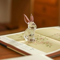 작은 토끼 크리스탈 문진 책 서진 서예 필사 페이퍼웨이트 가죽공예, 분홍색 귀 토끼