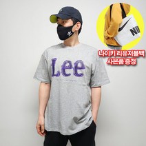 [백화점매장판] LEE 리 브러쉬 로고 그레이 반팔 티셔츠 리유저블백증정