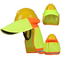 패션안전모 안전모햇빛가리개 초경량안전모 바이저가 있는 hi-vis 하드 모자 넥 썬 셰이드 노란색 반사 하드 모자 액세서리 승마 차양, 형광 노랑