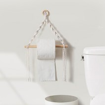 도소 마크라메 롤휴지걸이 소품걸이 키친타올걸이 인테리어장식 차박용품 감성캠핑용품, 실+우드