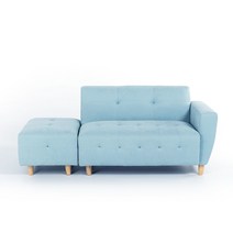 [15조 한정 즉시할인쿠폰] 에보니아 웬디 라텍스폼 2인카우치 소파+스툴포함 방수패브릭, 좌형_패브릭_민트블루