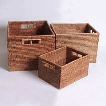 라탄 두칸 손잡이 오픈 바구니(3size), 중, 옵션선택