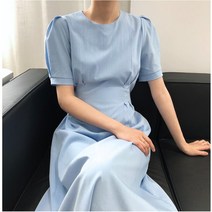 가혜상점 여름 하늘색 소라색 뒷리본 롱 원피스
