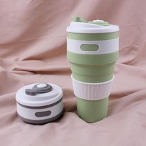 닝보윈싱 키친프리 실리콘텀블러 500ml 195 남자선물 결혼선물 냉장고물병 실리콘컵 신혼집선물 접이식물통 휴대용티보틀, 1, 그린