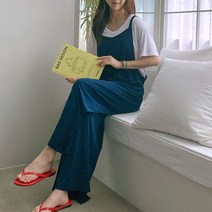 여성 루즈핏 편한여름 점프수트 세트 반팔티+점프수트