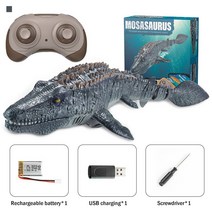 로봇장난감 코딩게임 RC 로봇 과학 코딩 키덜트 교육용 키트 대형 2.4G Mosasaurus 전기 보트 물 떠 있는 스프레이 라디오 제어 공룡 모델 용 장난감 선물, [01] RC Gray
