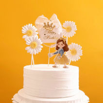 세라믹 점토 데이지 토퍼 크라운 레터링 서클토퍼 종이 인형 토퍼, 데이지토퍼2개세트