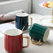 펜타 머그컵(골드) 도자기 커피잔 물컵 찻잔 홈카페, 단품