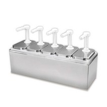 카페 시럽 펍핑기 오일 소스 펌프통 대형 대용량 용기, 1L/4구획소스펌프(베이스포함)