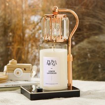 캔들백화점 롱스퀘어 크리스탈 ELSA 캔들워머+소이캔들 대용량 1000ml 대왕캔들 세트, ELSA 로즈골드블랙+레몬라벤더