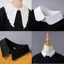 블라우스 페이크 레이어드 셔츠 카라 라운드넥 넥카라