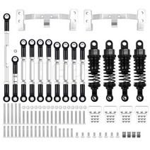원격 조종 RC 너트 잠금 장치가있는 금속 조향 링크 타이로드 마운트 충격 흡수 장치 키트 1/12 MN D90 D91 MN40 MN45 MN99 MN99s 1/16 WPL C14, [06] WPL black silver