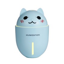 3 in 1 Y1 귀여운 애완 동물 가습기 초음파 자동차 안개 Led 야간 조명 USB 팬 에센셜 오일 아로마 디퓨저 공기 청정기, [01] Blue