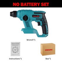 ONEVAN-1000W 8600ipm 18V 충전식 무선 로터리 해머 드릴 3600rpm 전기 임팩트 마끼다 18v 배터리용, 01 Without Battery