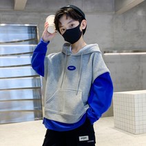 도오빠 맨티후리 아동 기모 레이어드 후드티 무지 심플 따뜻한 안감 데일리 후드 티셔츠 가을 겨울 남아 키즈 주니어 어린이