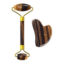 확실한 림프 마사지 괄사 발 속살 자연 호랑이 눈 얼굴 마사지 롤러 도구 세트 슬리밍, 2pcs 유형 a1-pu