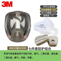 3M6800 방독면 6900 전면 마스크 스프레이 페인트 포름알데히드 유기 화학 살충제 장식 보호, 6800+6006 7피스 세트(염소  염화수소  불화수