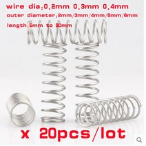20pcs 와이어 직경 0.2mm 0.3mm 0.4mm 스테인레스 스틸 압축 스프링 304 SUS Y 형 로터 리턴, [02] 0.4mm, [04] 5mm, [06] 50mm, 06 50mm_02 0.4mm_04 5mm