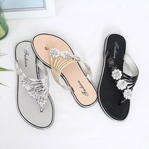 프리티슈 여성 플라워 큐빅 포인트 여름 젤리 쪼리 슬리퍼 2cm