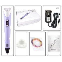 3d펜 USB 3D DIY 아트 인쇄 펜 스텐실 전자 책 리필 프린터 필 라 멘 트 재미 있은 드로잉 펜 성인 모델링 선물 3 D 난감, UK Purple Set