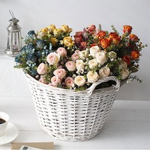 cocoo cocooning 꽃리스 가렌드 조화부케 6color 장미꽃 부쉬 인테리어 조화, 1개, 블루장미