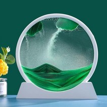 키네틱아트 무한동력 디자인 7 인치 라운드 유사 그림 3d 움직이는 모래 아트 그림 데스크탑 아트 장난감 홈 거실 장식, 초록