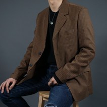 페르마 남자 하운드 체크 루즈핏 싱글 투버튼 자켓 블레이져