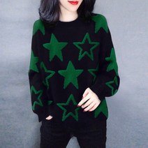 가을 별무늬 여자 겨울 셔츠 니트 컬러풀 티 스웨터
