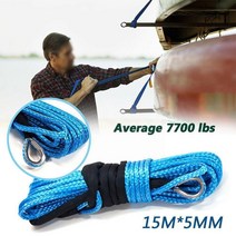 7700lbs 전기 윈치 로프 나일론 로프 고강도 6mmx15m 스트랩 로프 견인 로프 자동차 액세서리 섬유 견인 자동차 f5y8, 푸른