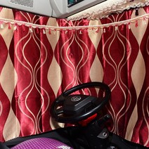 SKANDSALO 대형트럭 커튼 차양 적합사용 H5H7M3M5M7프리 크기 J6PJH6체크 침대, T10-웨이브 레드(앞+양쪽+후면창)메모남김 차종