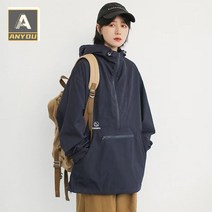 ANYOU빈티지 후드 점퍼 남녀 루즈핏 봄 가을 트렌드 바람막이 ins잇템 집업 아노락