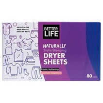 베러라이프 네츄럴 건조기시트 80ct Better Life Natural Dryer Sheets Lavender Grapefruit, 1팩